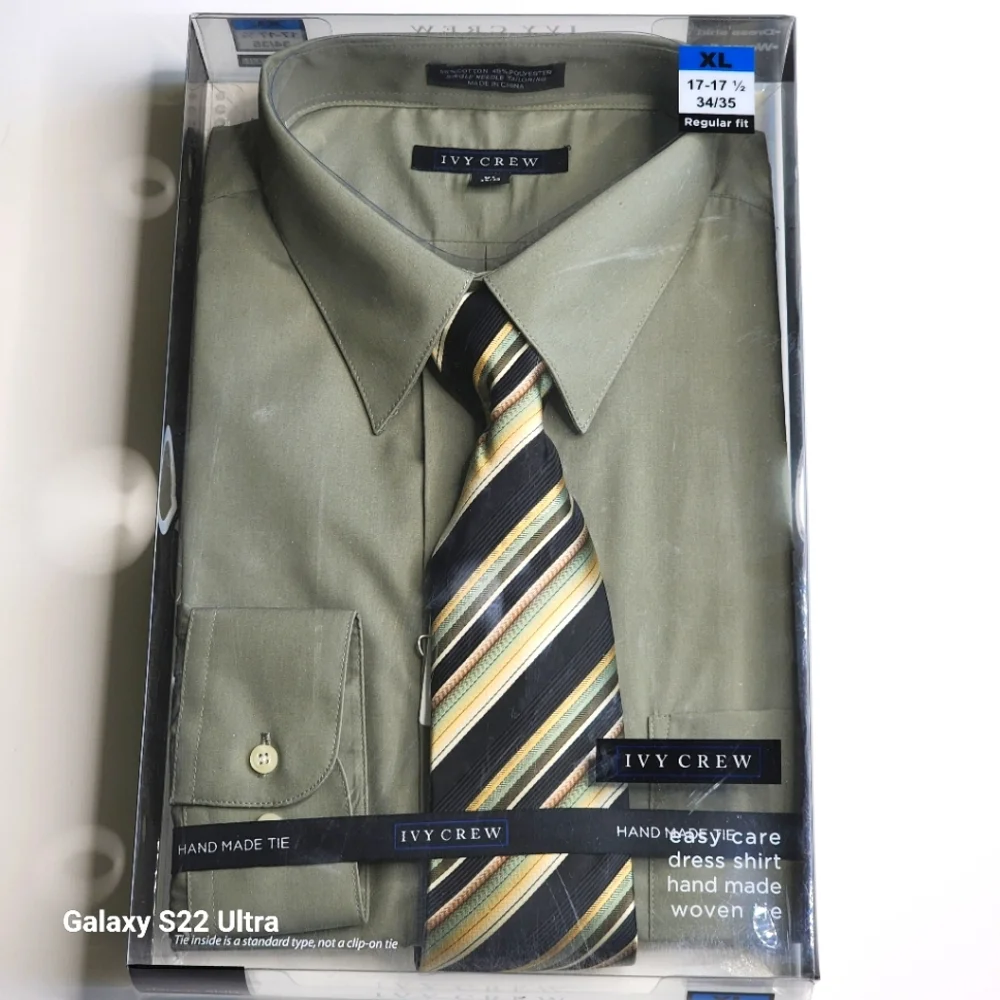 Ivy Crew New Men's Traditional Fit Handmade Woven Tie Dress Shirt 17 35/35 - Picture 2 of 7